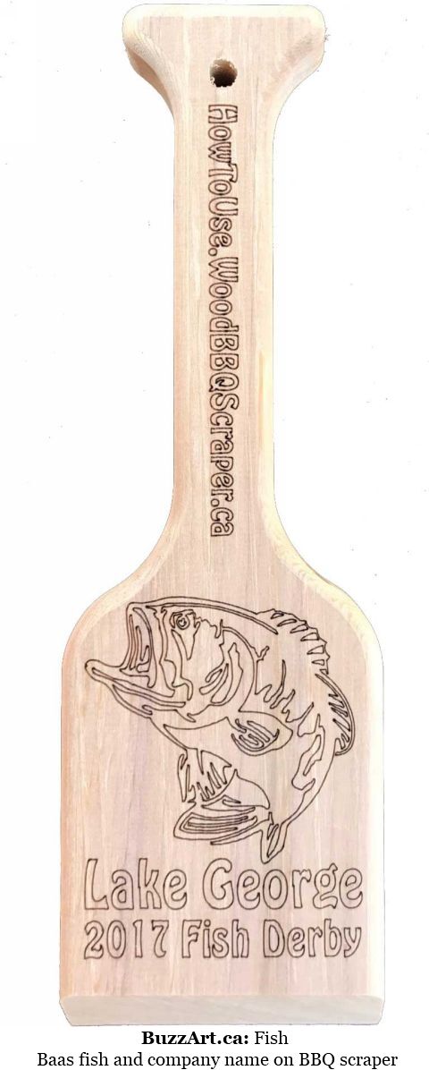 Baas fish and company name on BBQ scraper